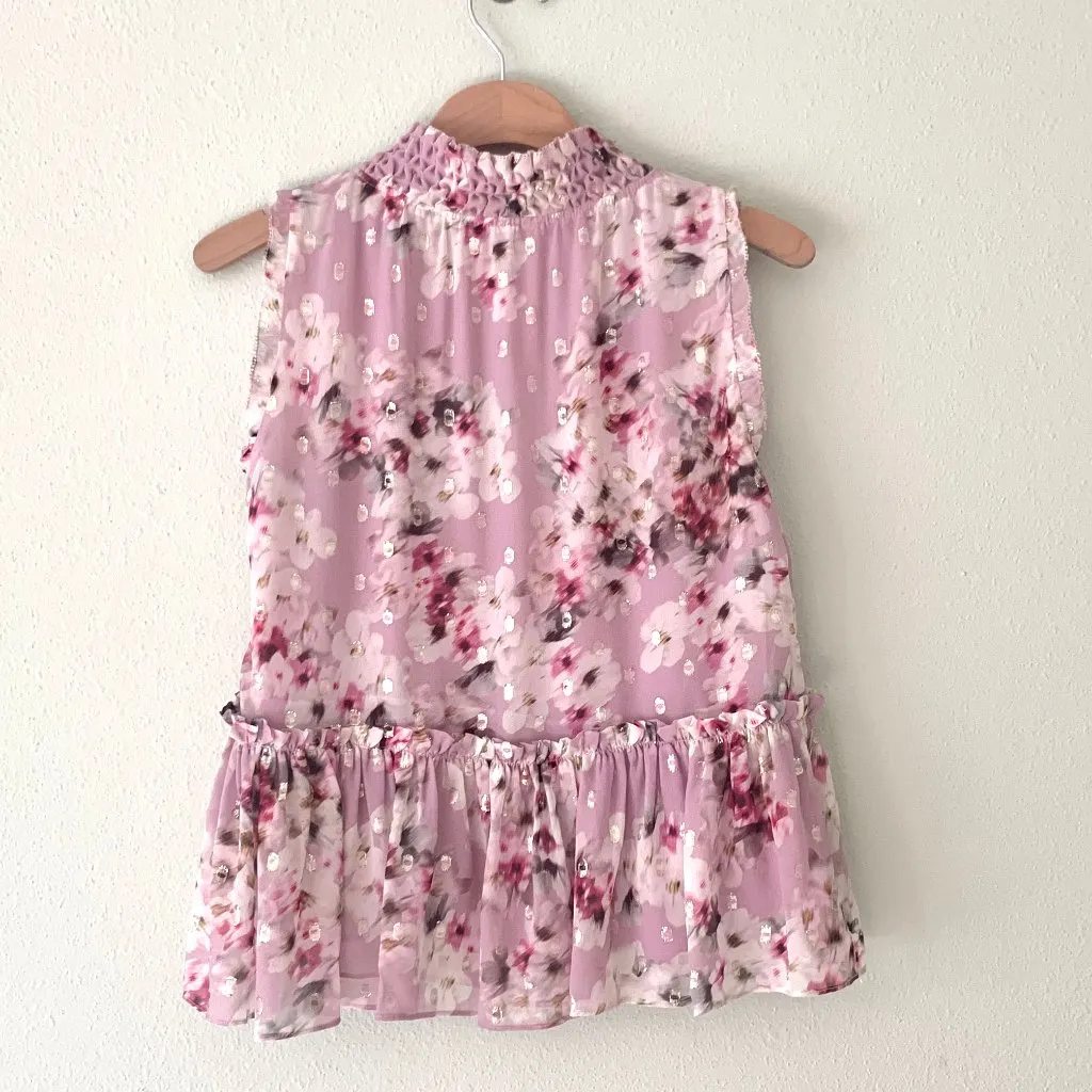 Parker Blurred Floral Silk BabyDoll Top in Pink Size XS *NWOT* - Image 2
