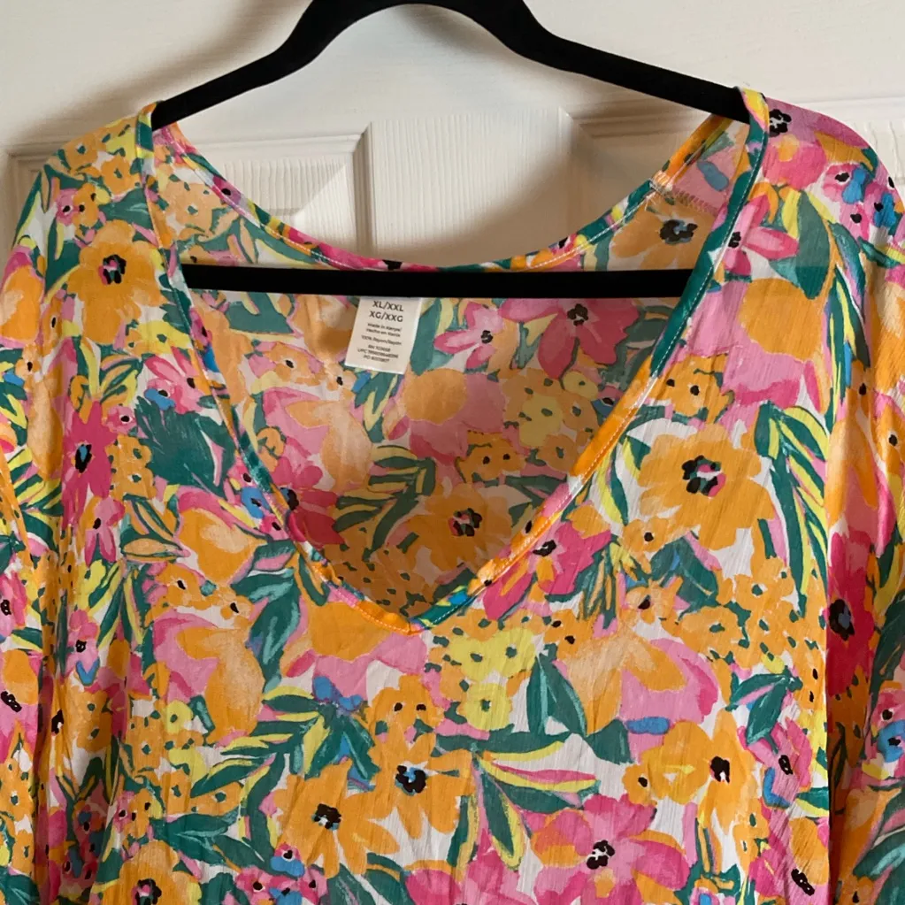 Anne Cole Floral V-Neck Tunic Cover up size X-Large/xxl - Image 4