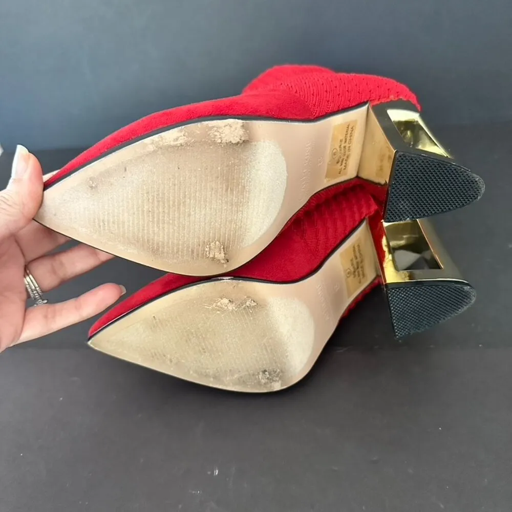 Catherine Malandrino Red Pointed Toe Sock Bootie Size 8 - Image 6