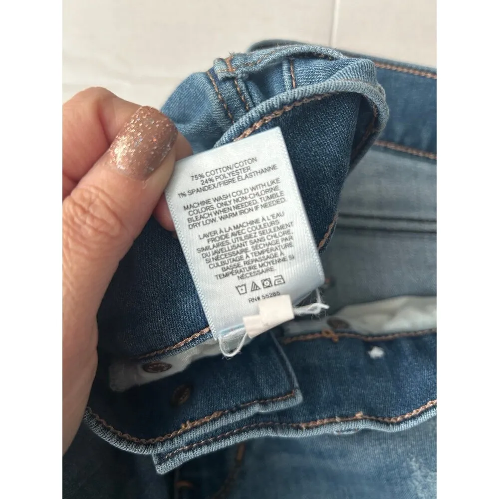 Express Jeans Womens 8R Barely Boot Mid Rise Distressed Blue Denim Stretch - Image 4