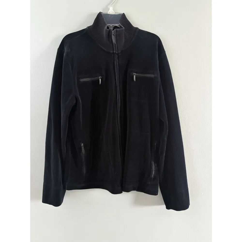 Lauren Ralph Lauren Jacket Womens Large Black Velour Velvet Full Zip Coat - Image 13