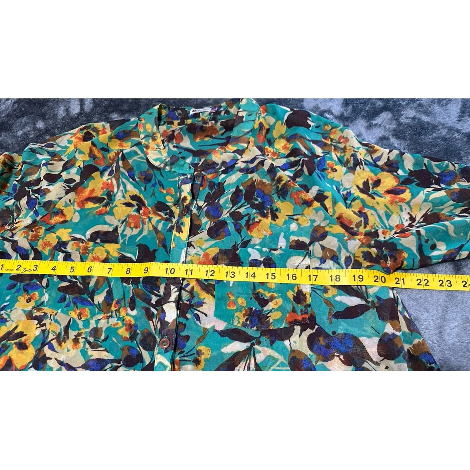 Kut From The Kloth Floral Pattern Button Up Blouse Size XL - Image 7
