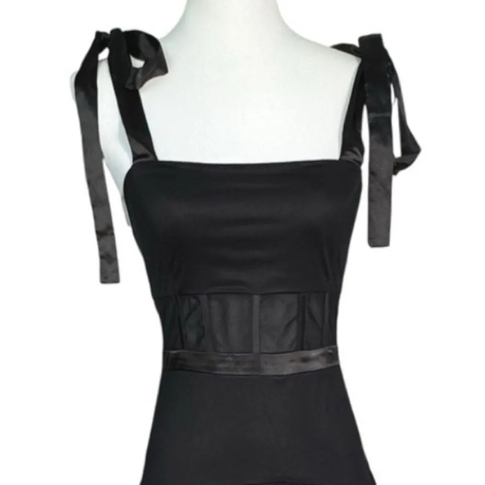 LULUS NWT Mystique Black Tulle Tie-Strap Tiered Maxi Dress Formal XXS - Image 7