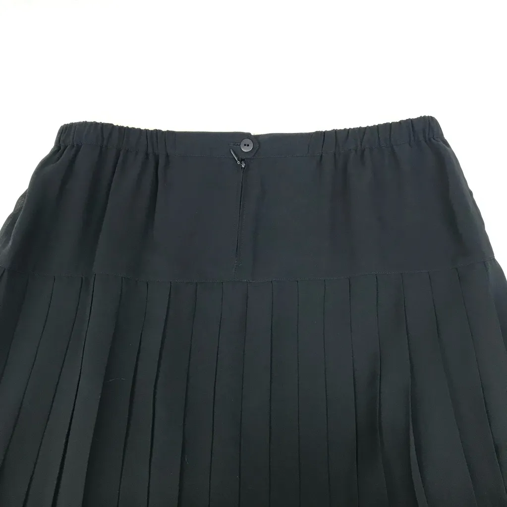 VINTAGE 80s Black Pleated Drop Waist Midi Skirt Plus Size 18 West Germany - Image 9