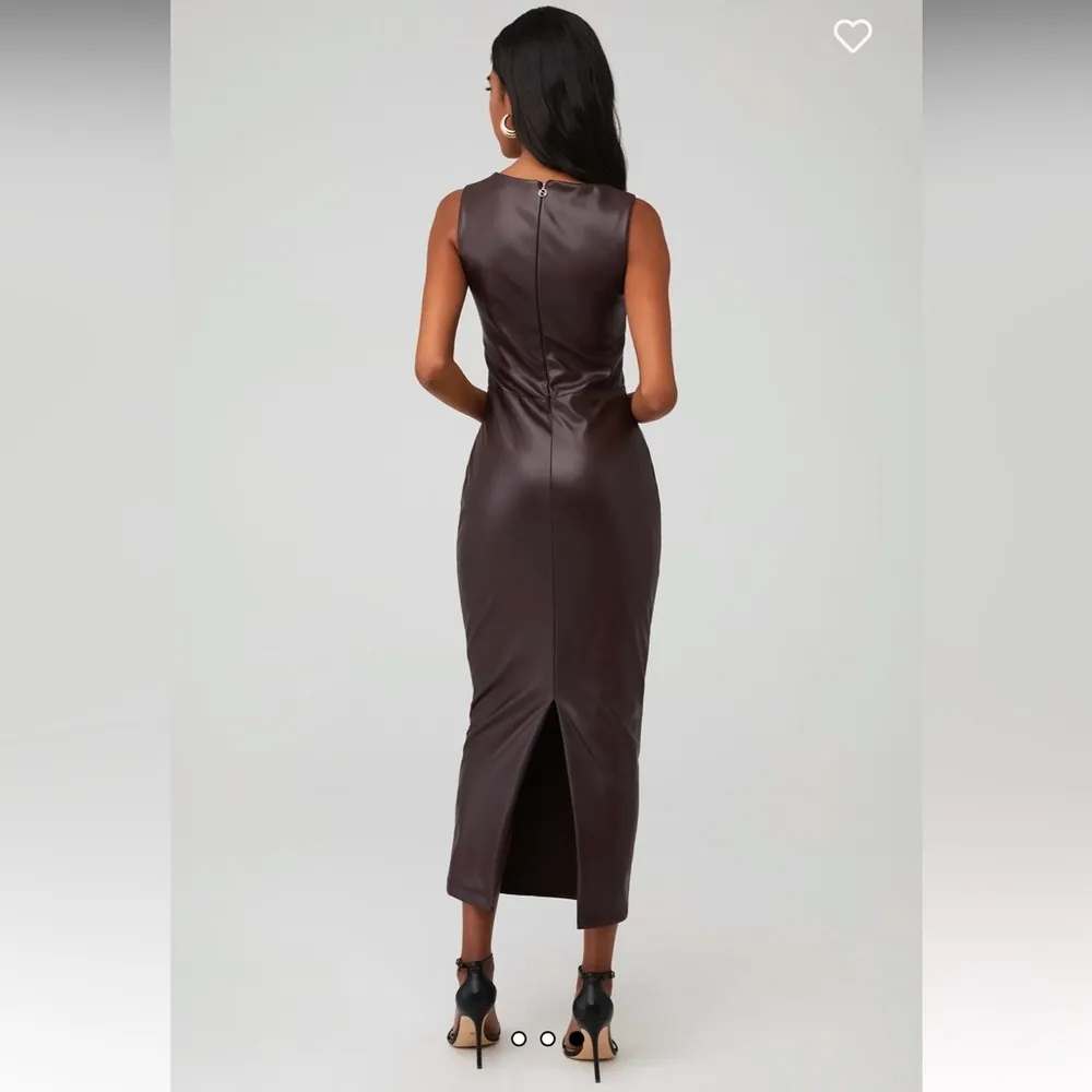 Nookie Alexia Midi Dress Chocolate Brown Faux Leather Size S in EUC - Image 5