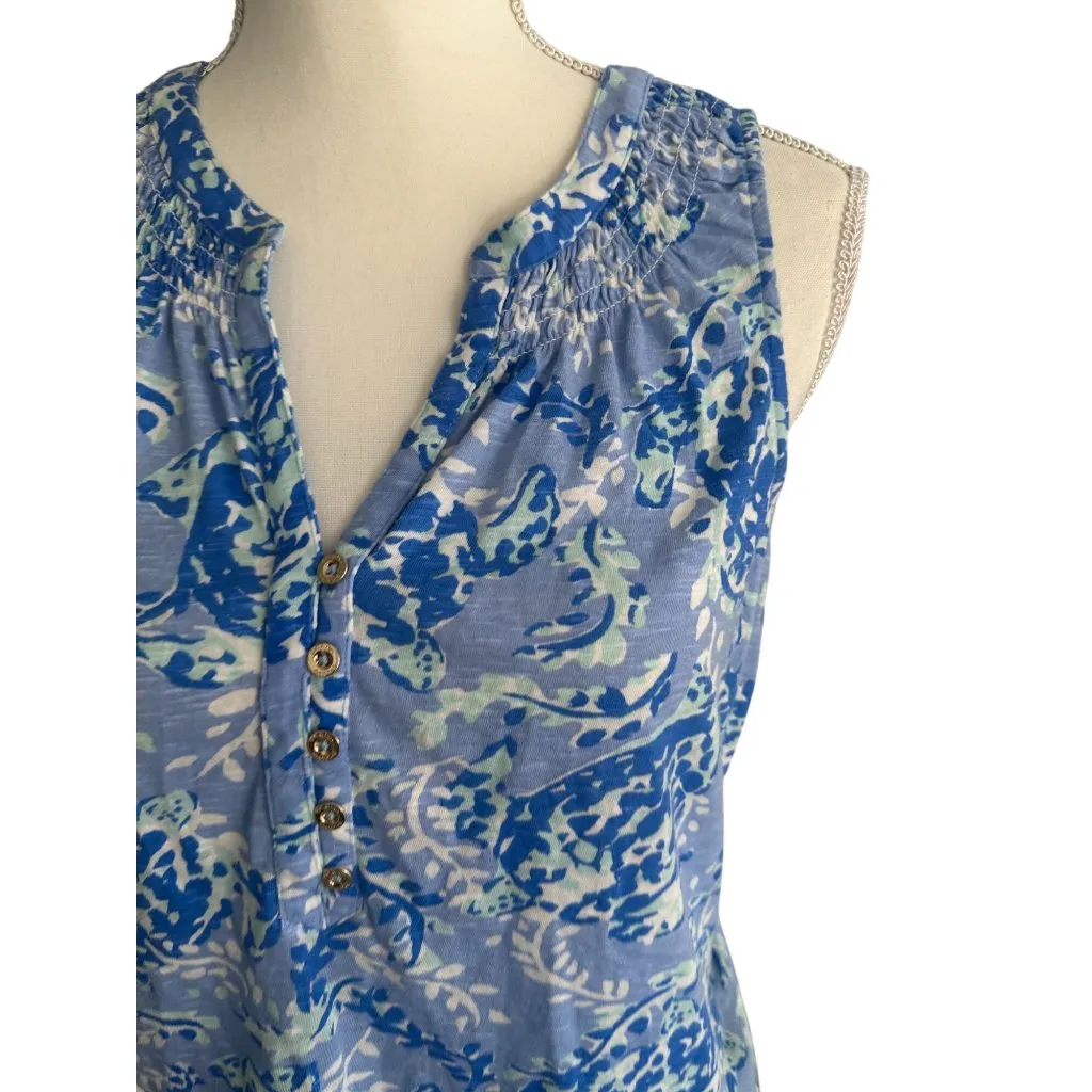 LILLY PULITZER Sea Turtle Blue Tank Top Size Small - Image 2