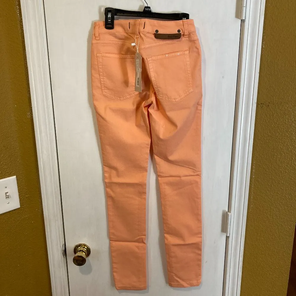 Gold Case women's size 25 mid rise lightweight salmon stretch skinny jeans 25x31 Orange - Image 6