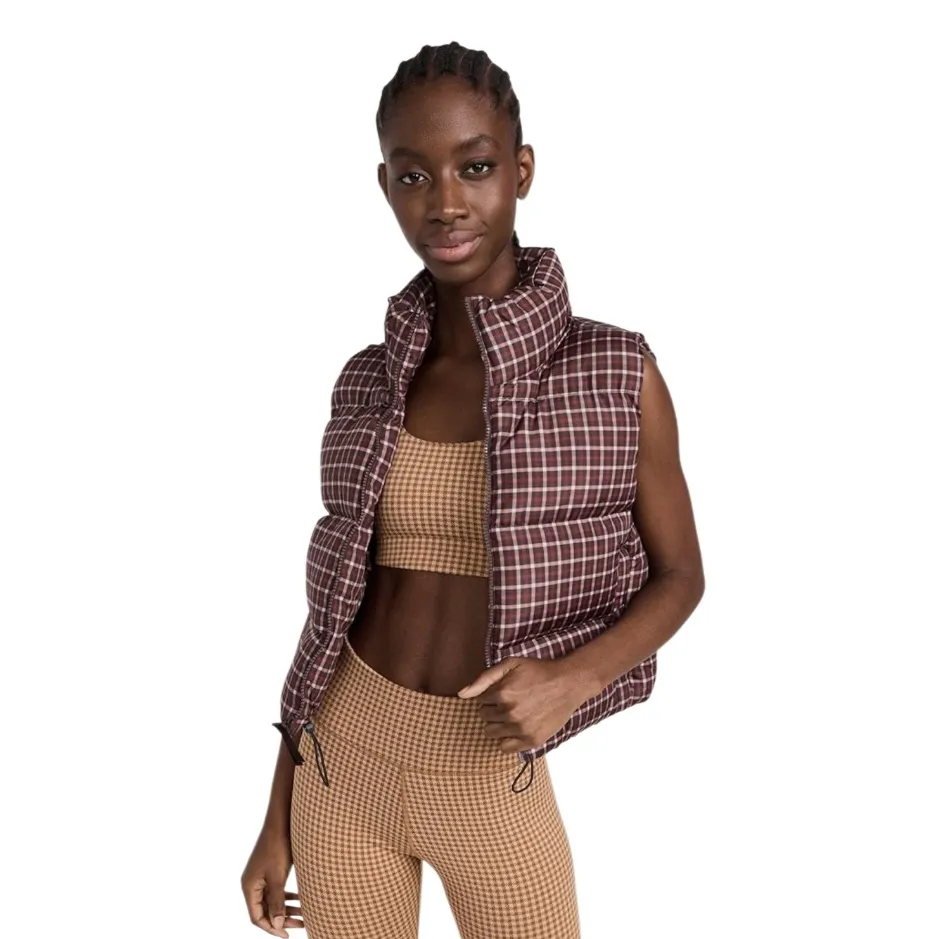 Madewell Cropped Puffer Vest in Plaid Size Medium - Image 6