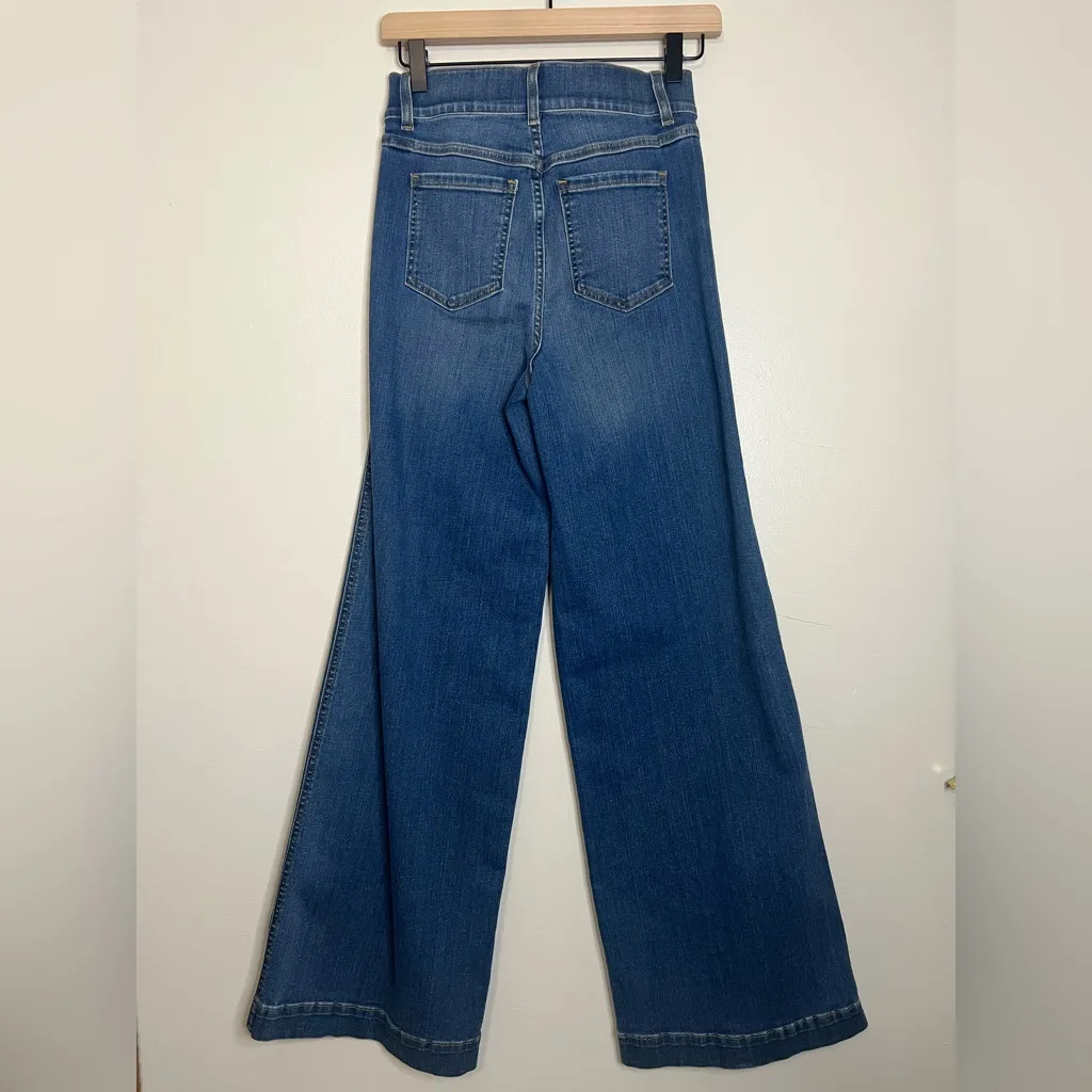 Spanx Wide Leg Seamed Front Jeans XS Dark‎ Wash High Rise Stretch Denim - Image 6