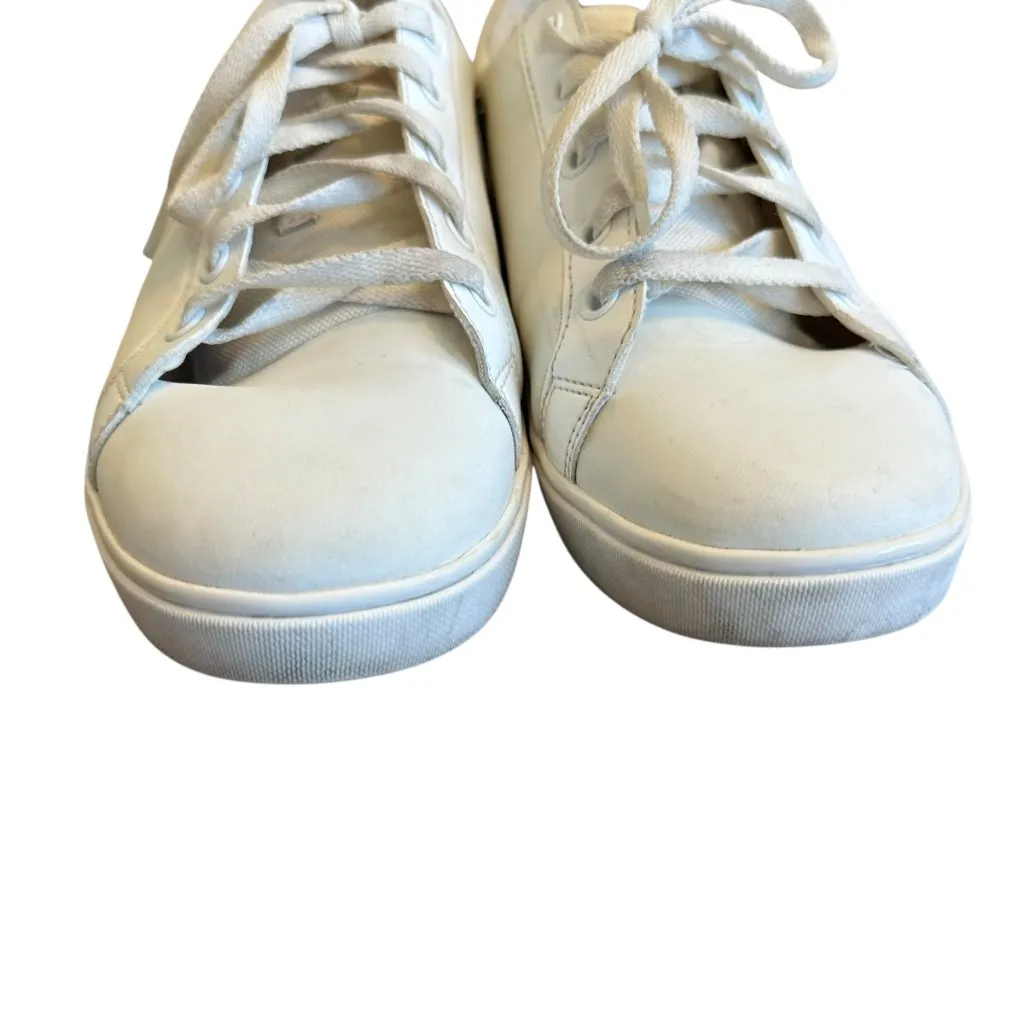 Ugg White Tennis Shoes Sneakers Leather Lace-Up Logo Casual Size 6 Women's - Image 7