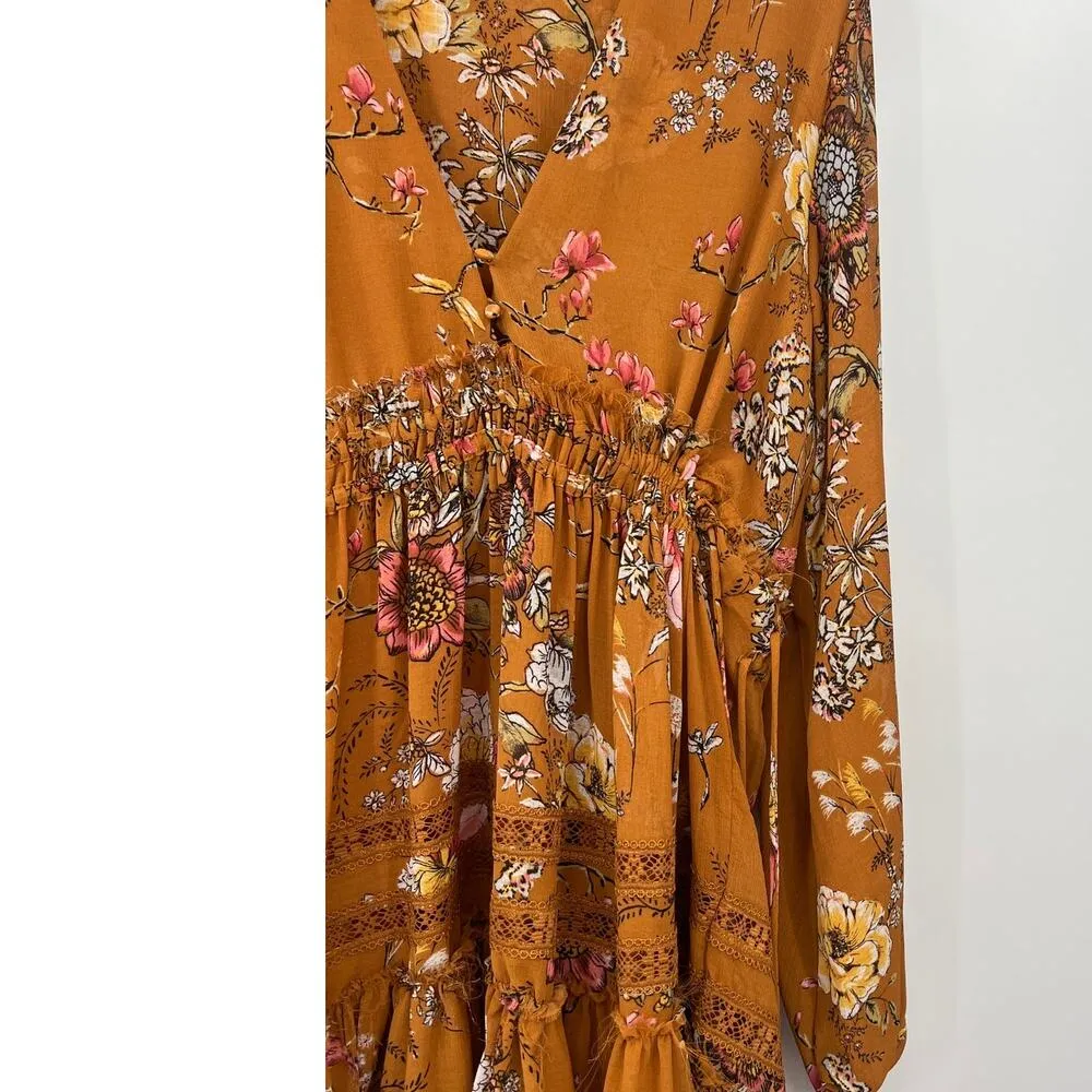 Free People | XS |Cherry Blossom Embroidered Mini Dress  Long Sleeve Floral Lace - Image 3