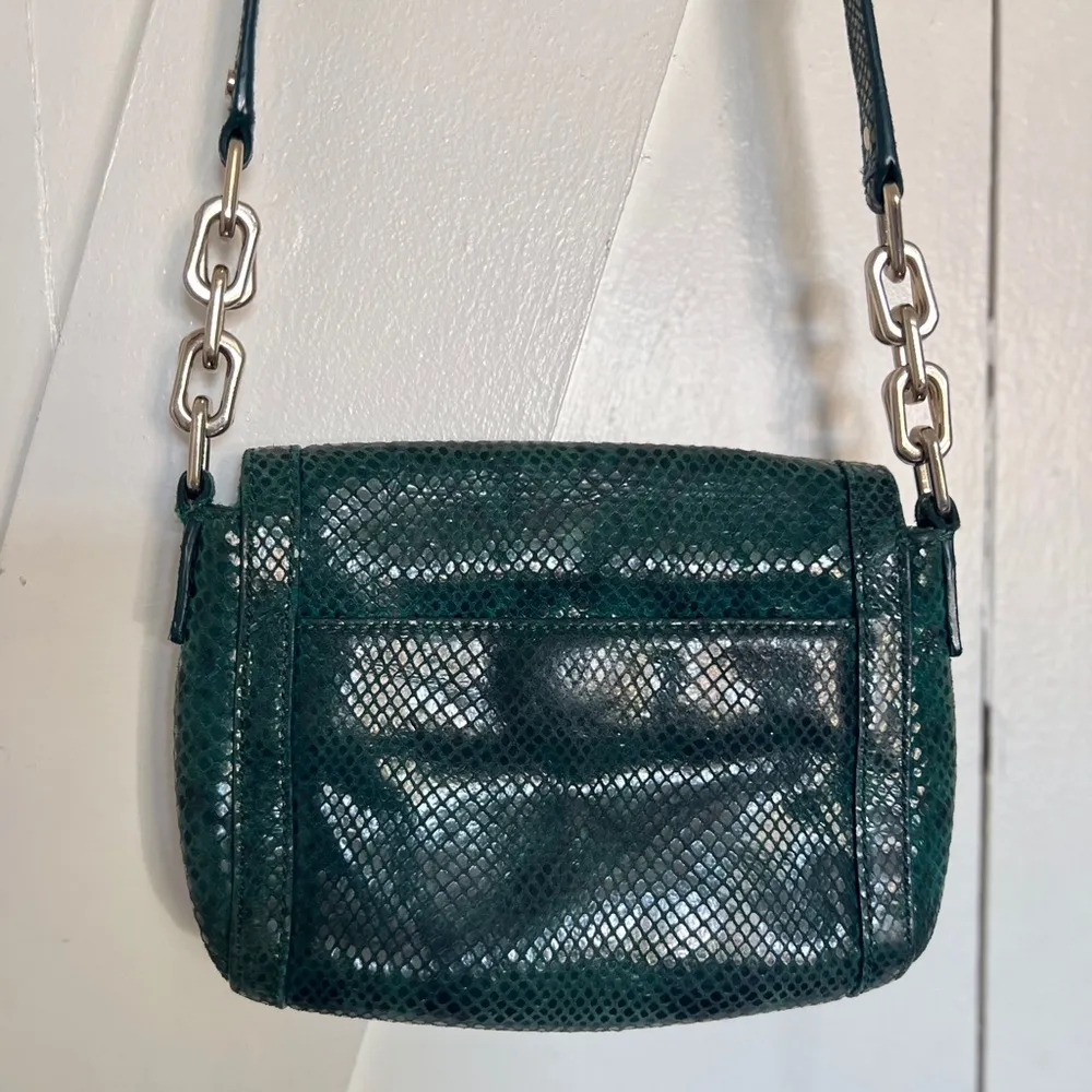 Cole Haan Green Snakeskin Embossed Leather Bag - Image 8