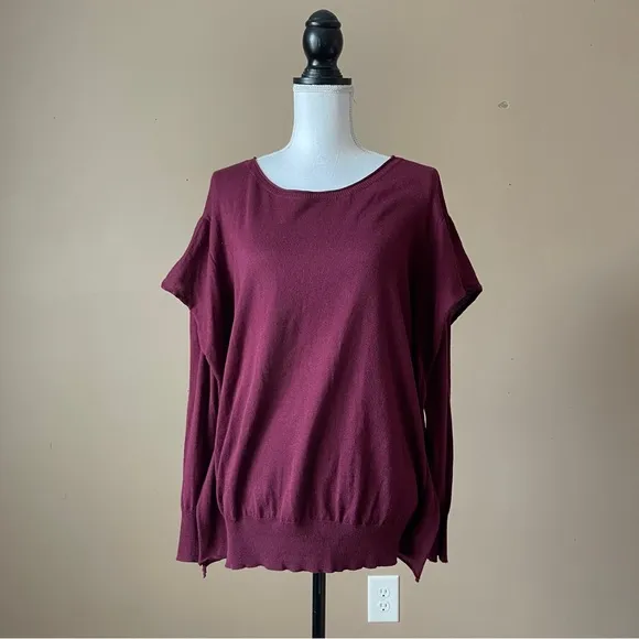 UMGEE | Burgundy Flutter Shoulder Sweater Sz S - Image 6