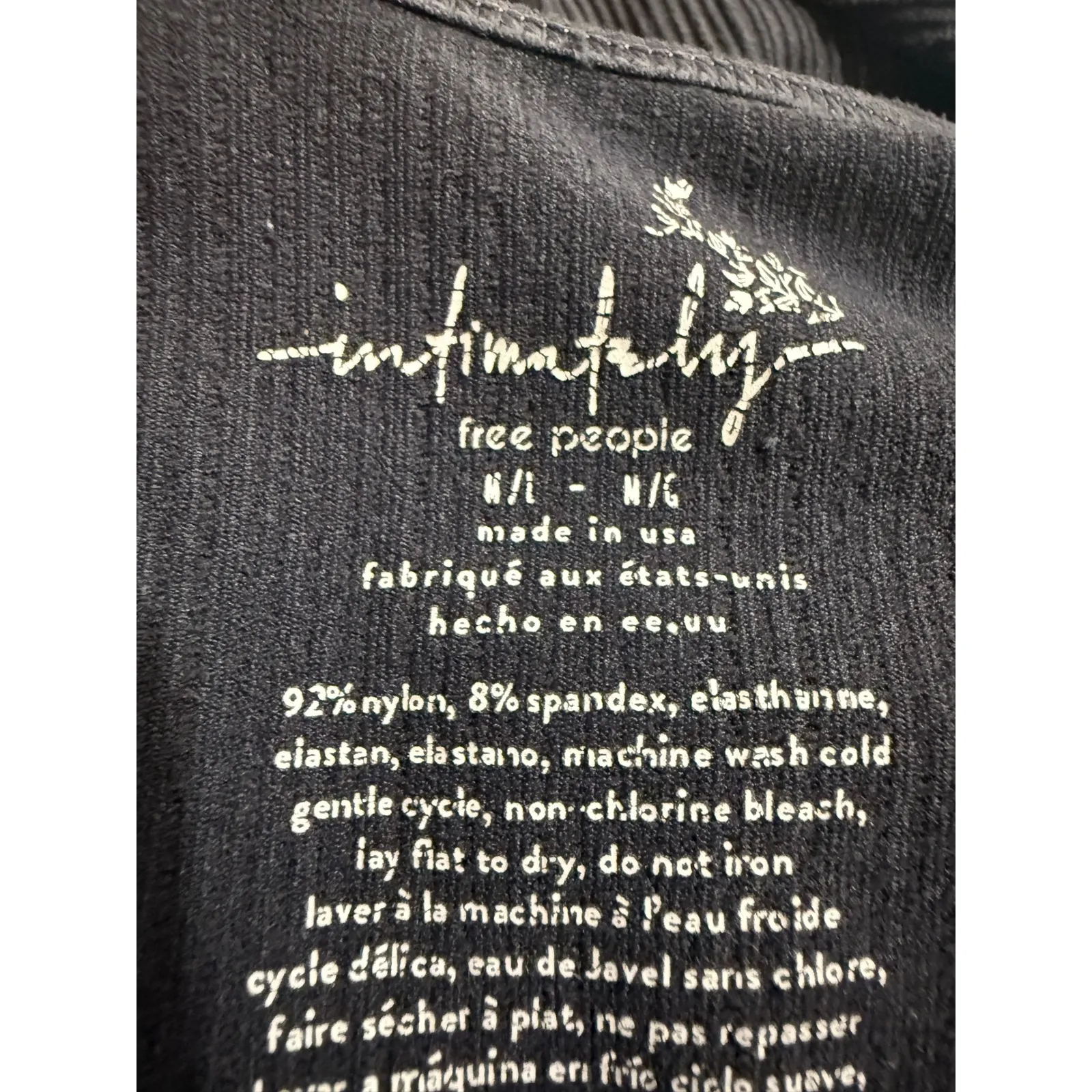 Free People Intimately Ribbed Long Sleeve Crop Top Charcoal Gray M L - Image 4