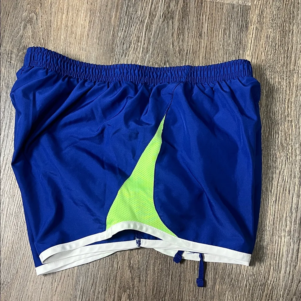 Nike Lined Blue & Green Athletic Running Shorts Elastic Drawstring Waist Small - Image 7
