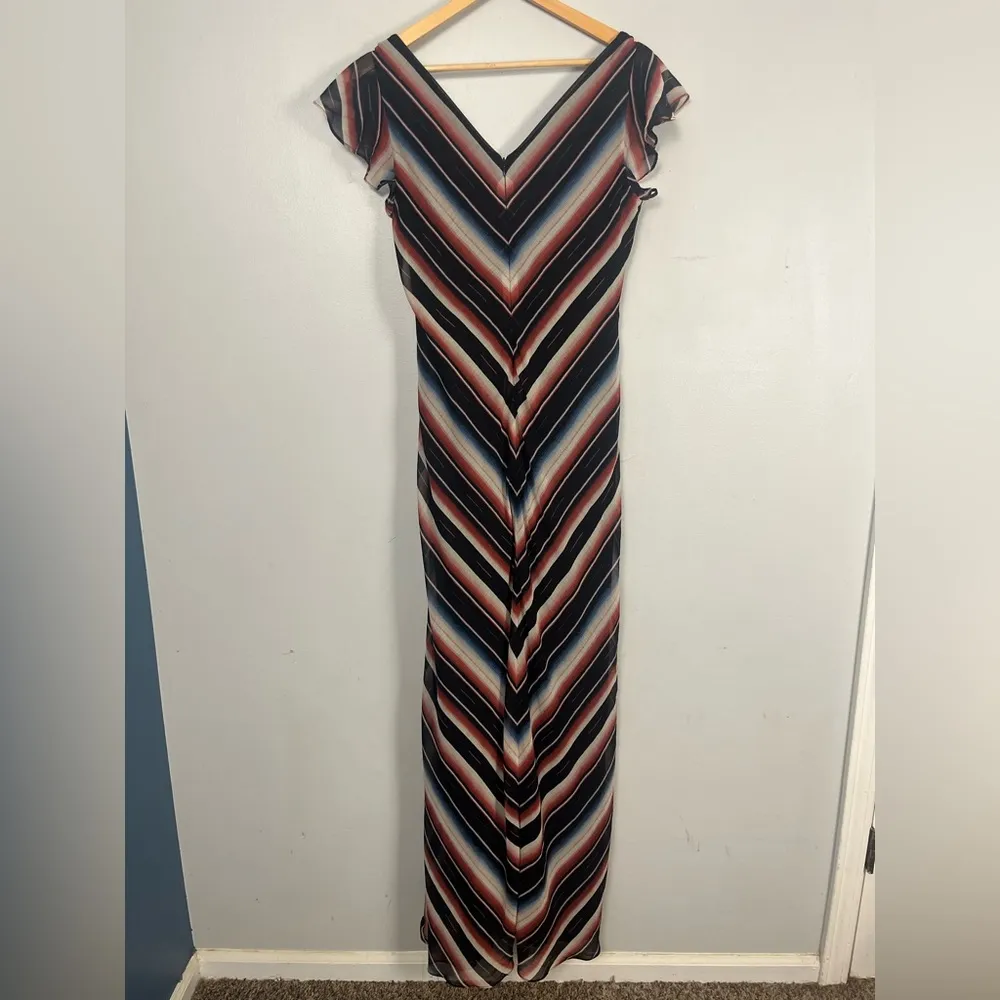 Lauren Ralph Lauren Womens Blanket Stripe Georgette Gown black Size 8 - Image 5