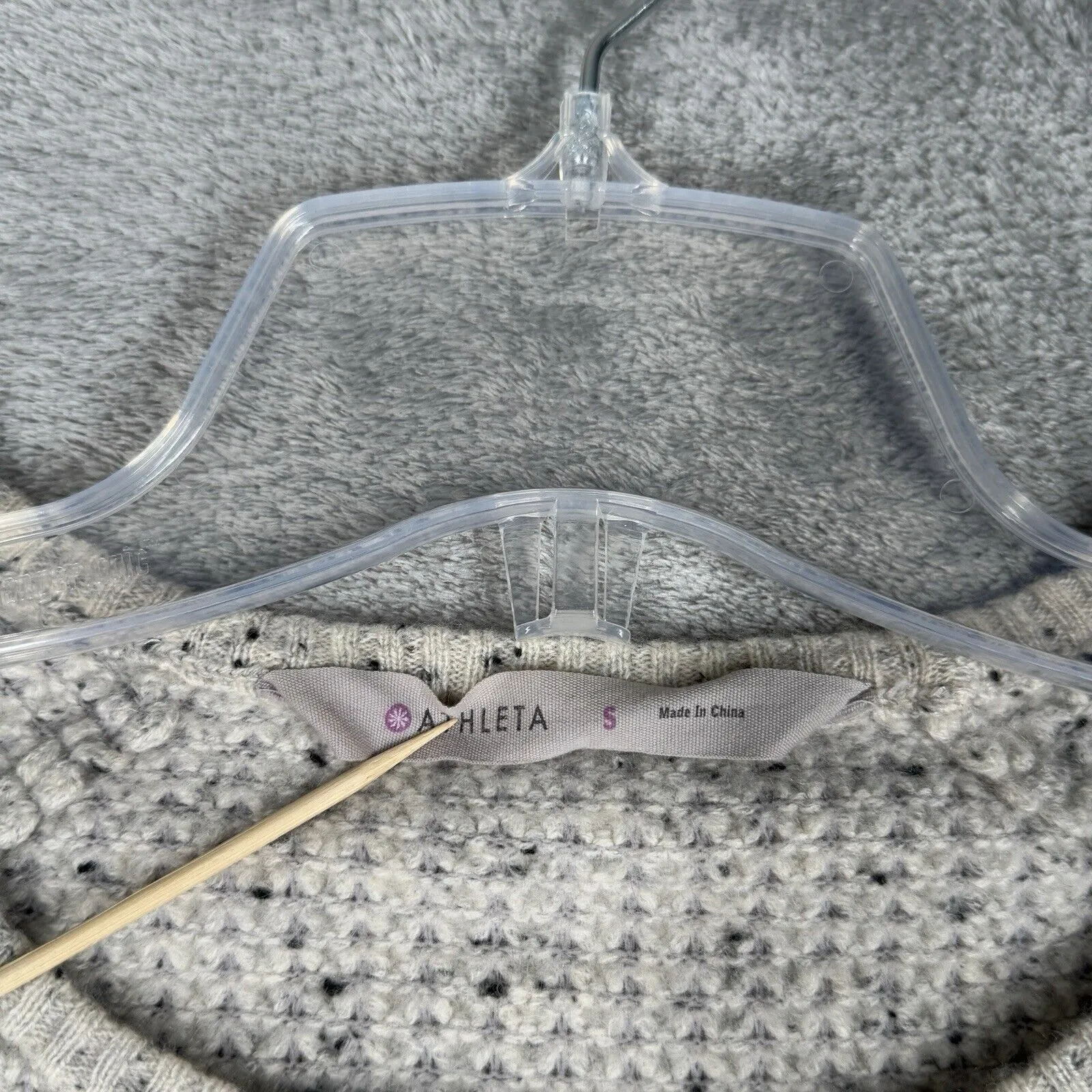 Athleta Sweater Womens Small Gray Donegal Cashmere Lodge Neutral Minimalist Cozy - Image 6