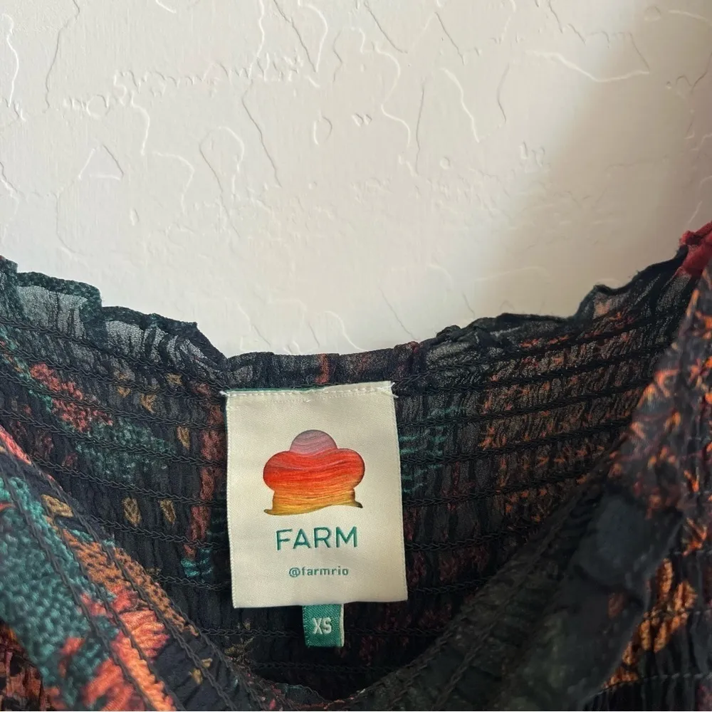 FARM RIO Smocked River Creatures Blouse Long Sleeve in Black Multi - Image 10