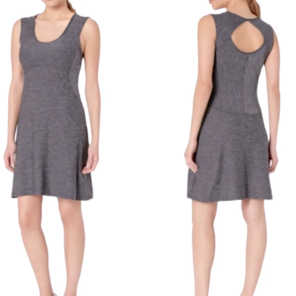 prAna Calico Gray Open Back Sleeveless Built in Shelf Bra Athletic Dress Small - Image 7