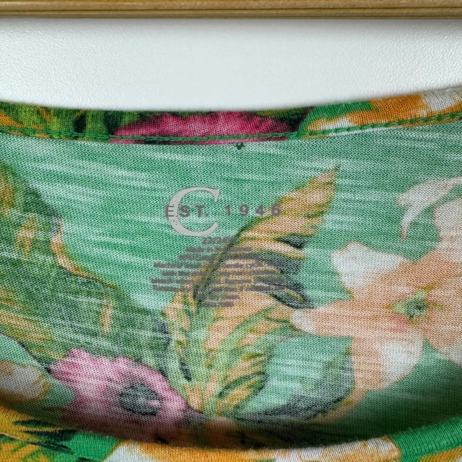 Cato Est‎ 1946 Floral Tropical Tee Size 22/24W Green Stretch Lightweight Resort - Image 9