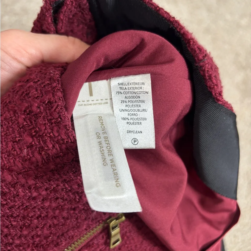 Ann Taylor LOFT Burgundy Maroon Skirt Size 2 Lined Zippers Front - Image 5