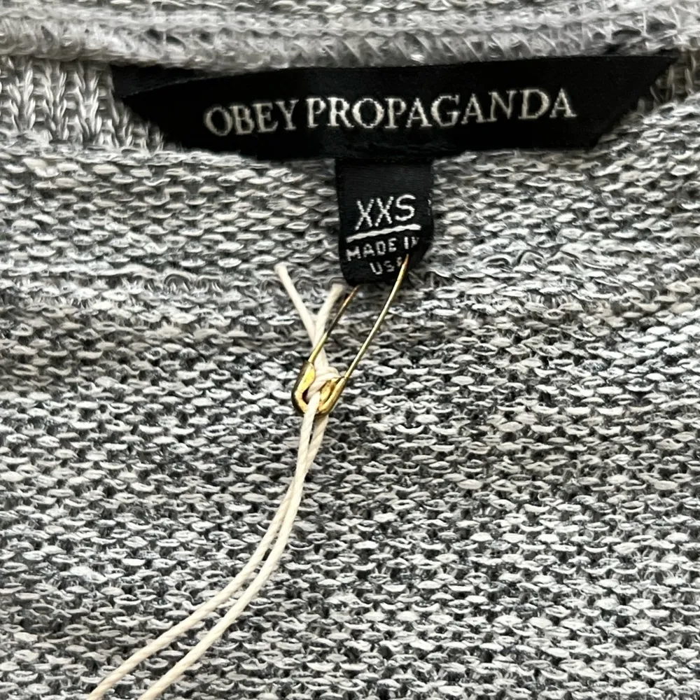 NWT Obey Propaganda Silver Lining Metallic Raglan Pullover Sweater | Silver XXS - Image 8