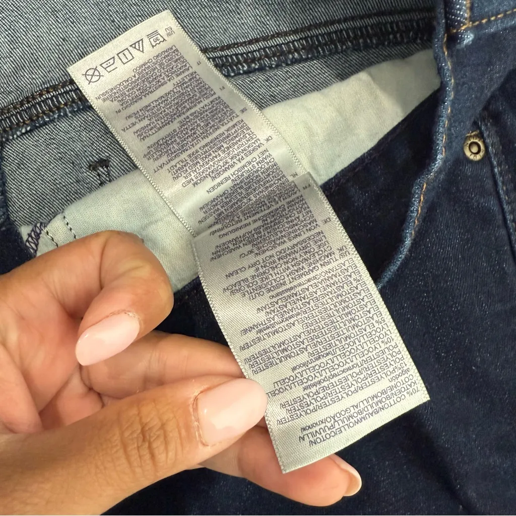 NYDJ Briella Bermuda Shorts Frayed Hem Dark Wash In Rinse‎ Size 10 Petite - Image 7