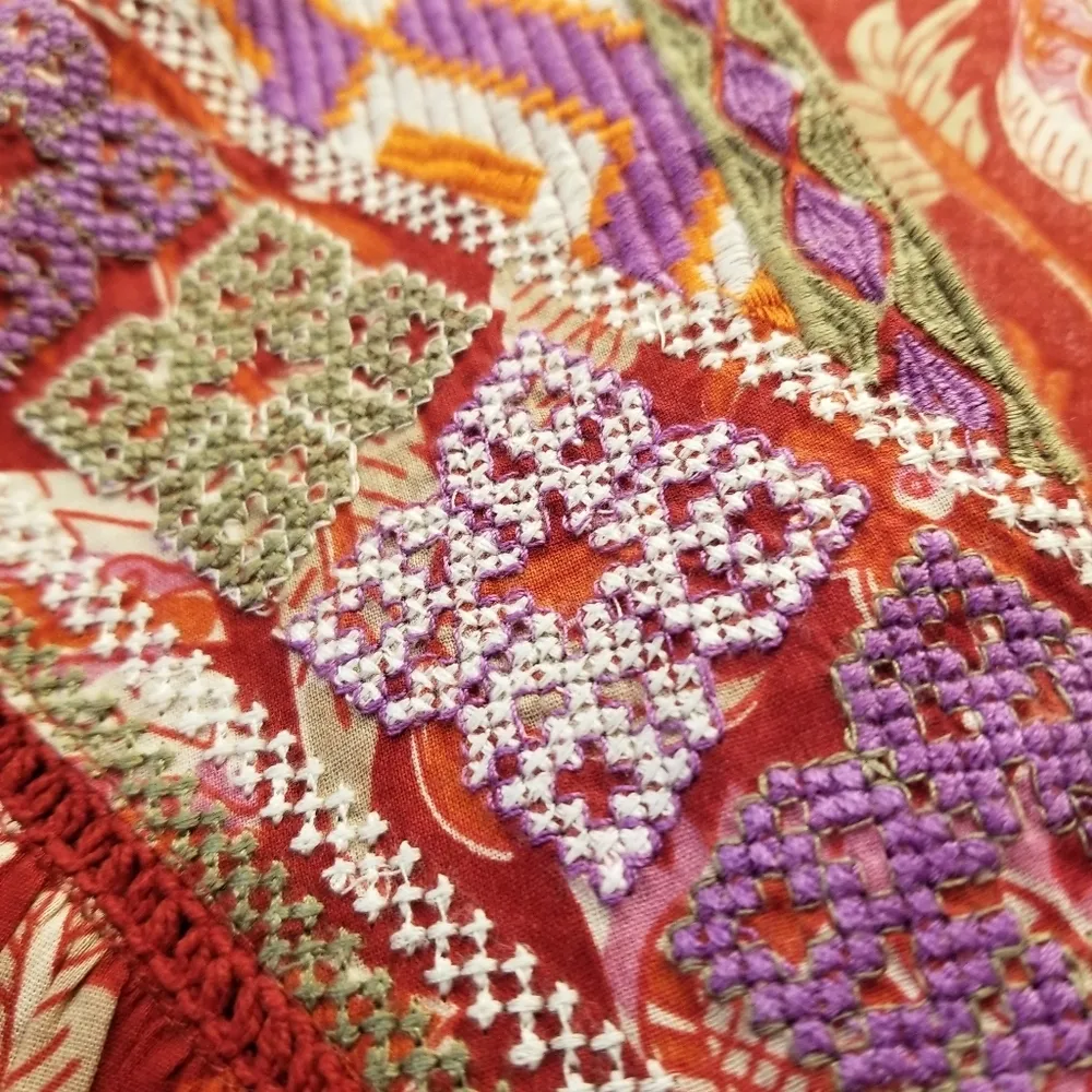 {S} Rachel Zoe Embroidered Floral Peasant Babydoll Top - Image 6