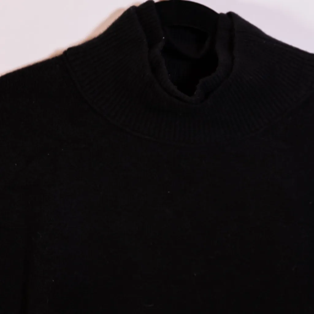 Free People Afterglow Mock Neck Wool Blend Knit Stretch Pullover Sweater Black - Image 2