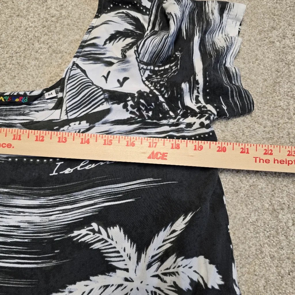Vtg‎ Jams World Dress Womens Med 2000s Island Life Hattie Black White Tropical - Image 8