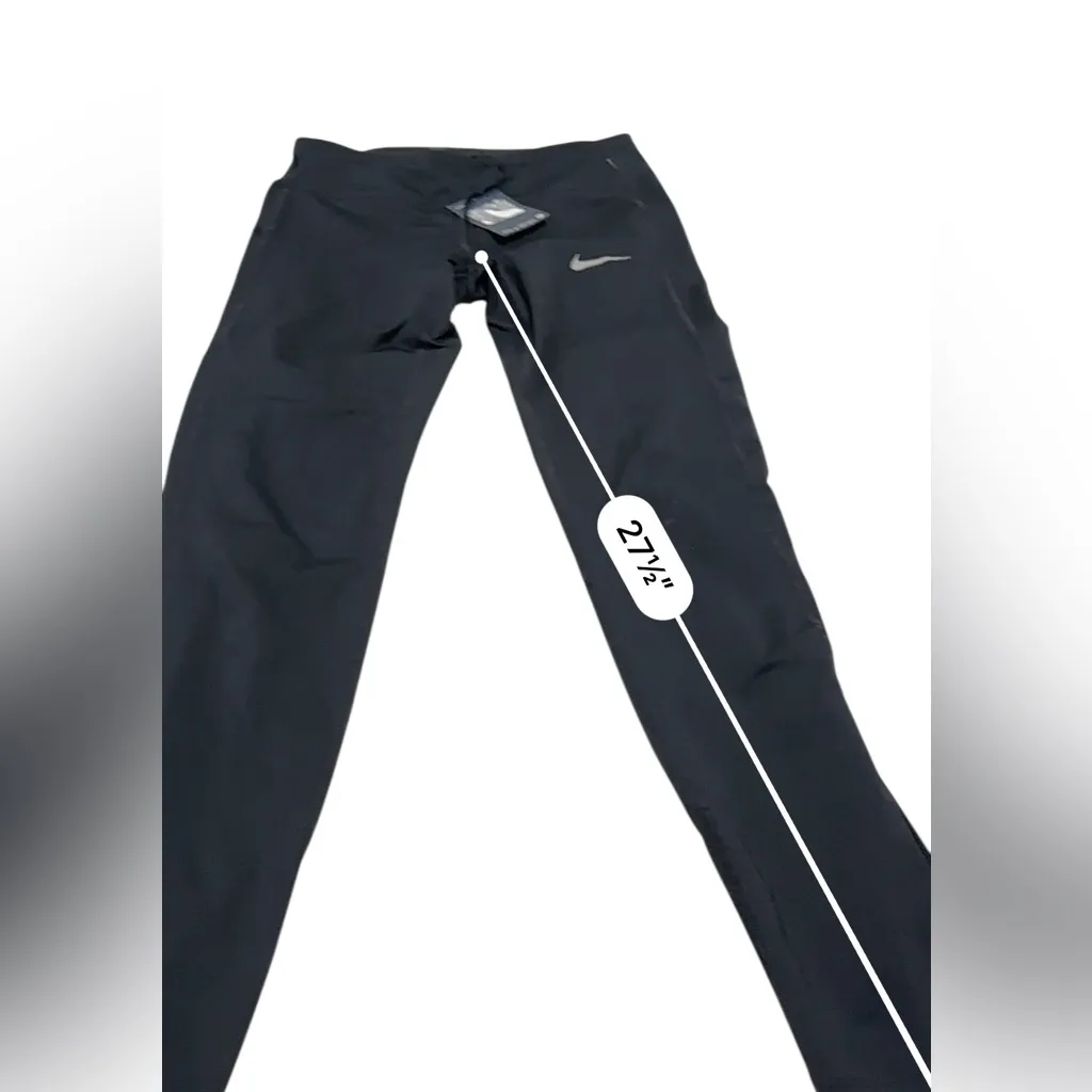 Nike NEW Black RACER TIGHTS Leggings with White Swoosh Size SMALL - Image 13