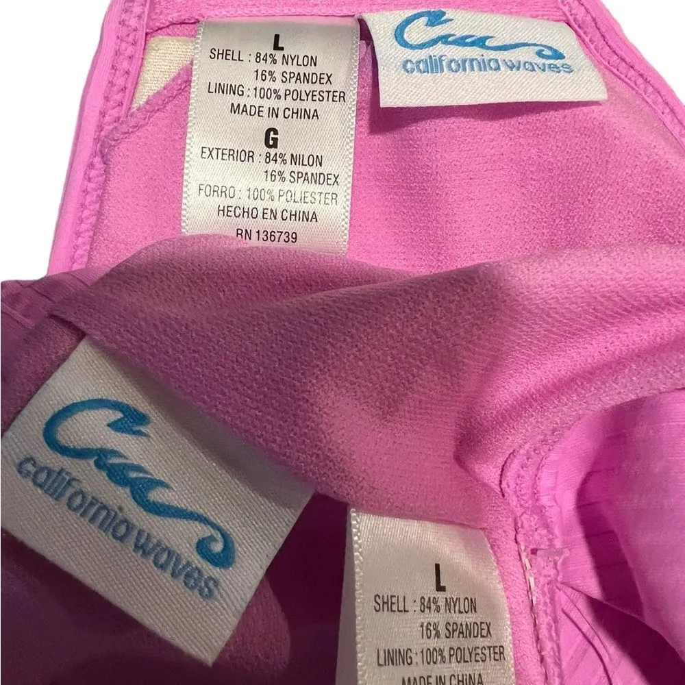 COPY - CALIFORNIA WAVES PINK HIGH WAIST SWIMSUIT SIZE LARGE NWT. - Image 6