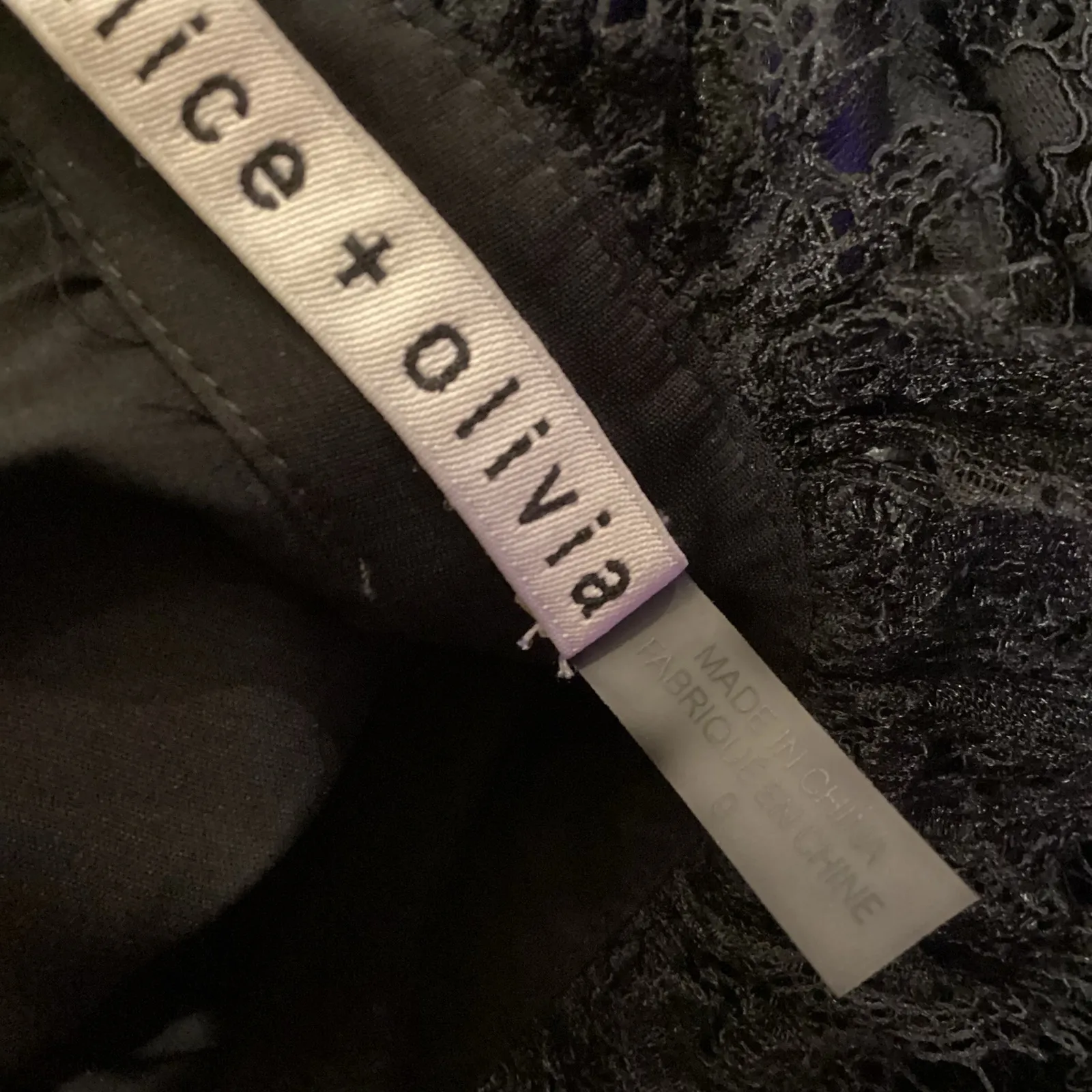 Alice + Olivia Mina Faux Leather and lace long sleeve Mini Dress 0 - Image 15