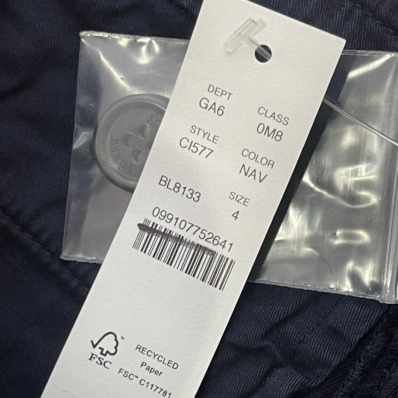 J.CREW 4" Heritage Chino Short Size 4 Navy Blue NEW Preppy Coastal Casual CI577 - Image 7