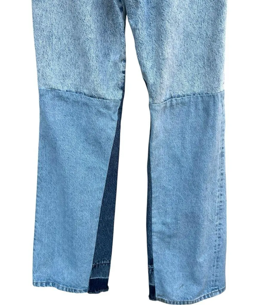 Zara Mid-Rise Wide Leg Contrast Seamless Side Wash Jeans - Image 13