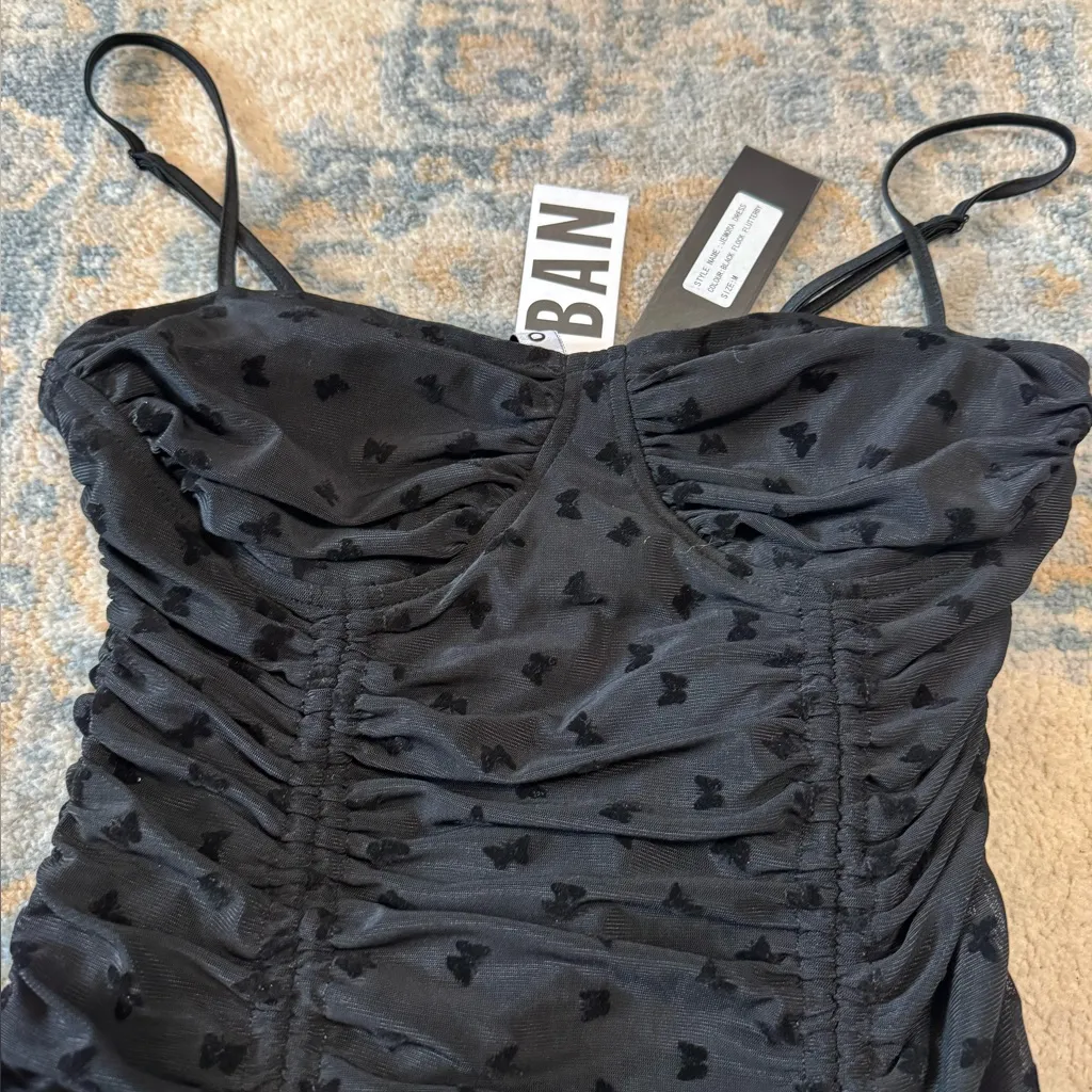 Motel Jemora Black Flock Flutterby Mini Dress Size M Size M - Image 7