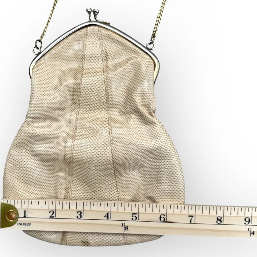 RARE OOAK American Vintage Ruth Saltz Embossed Cream Leather Crossbody Purse - Image 7