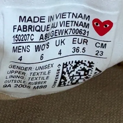 Comme des Garcons PLAY x Converse Chuck Taylor All Star Low Cream Shoes size 6 - Image 9