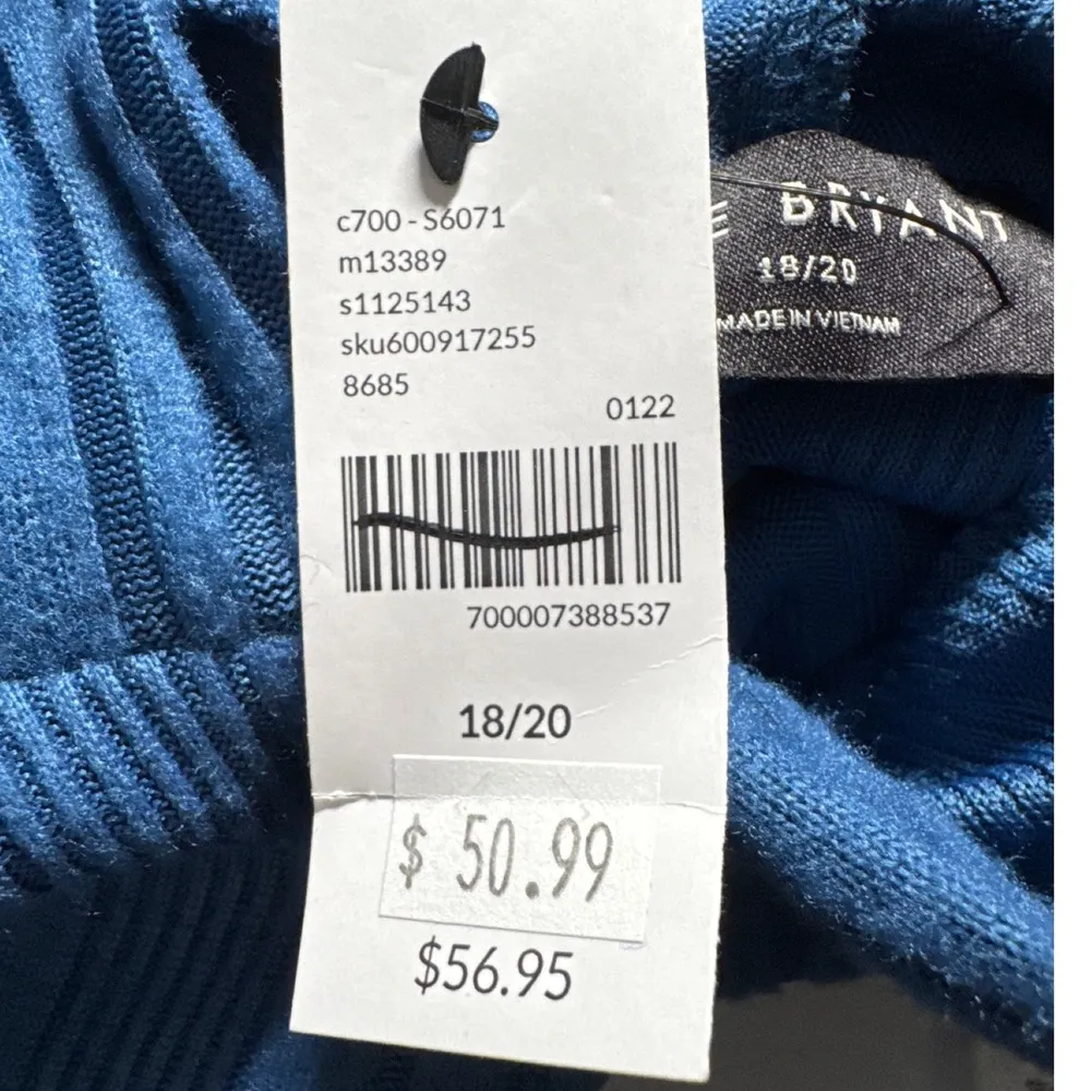 Lane‎ Bryant Hooded Poncho Top Ribbed Knit Blue Plus Size 18/20 - Image 7