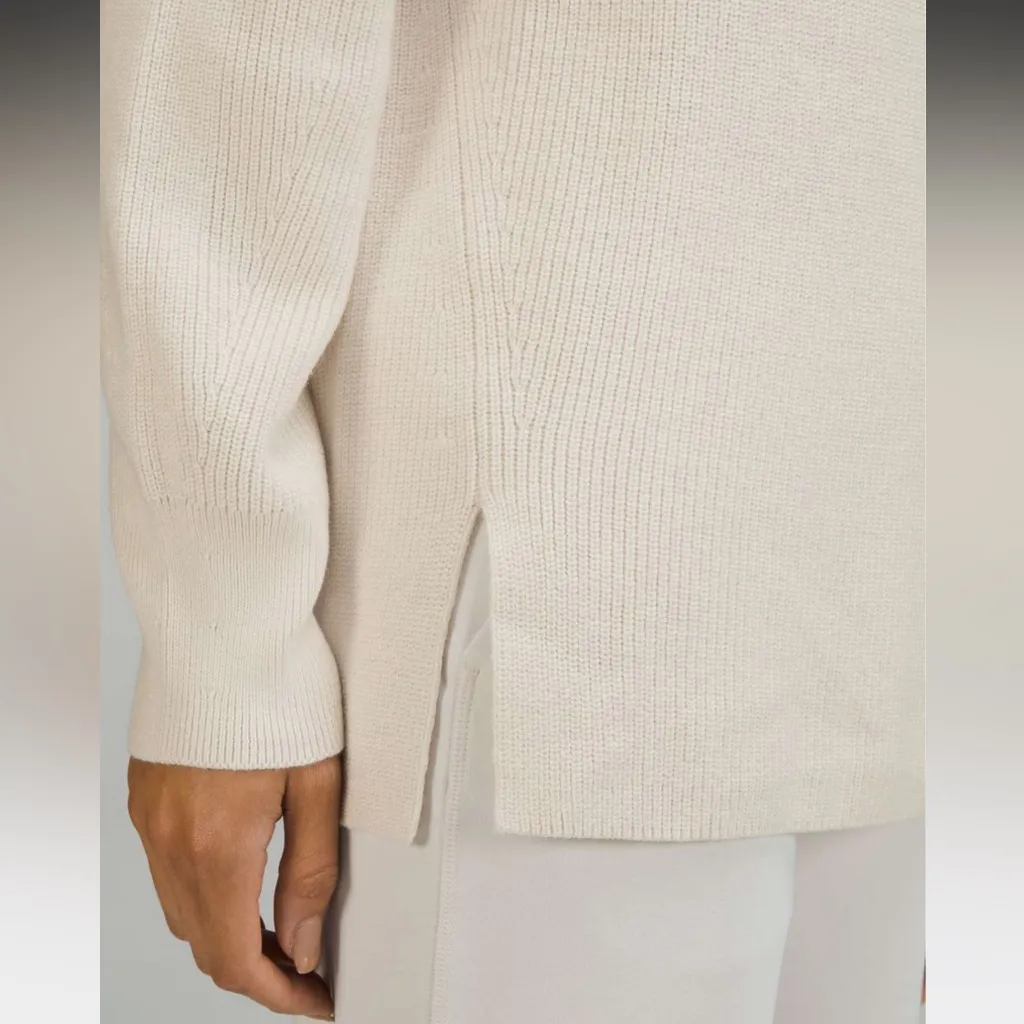 Lululemon Merino Wool-Blend Ribbed Crewneck Sweater in White Opal - Image 3