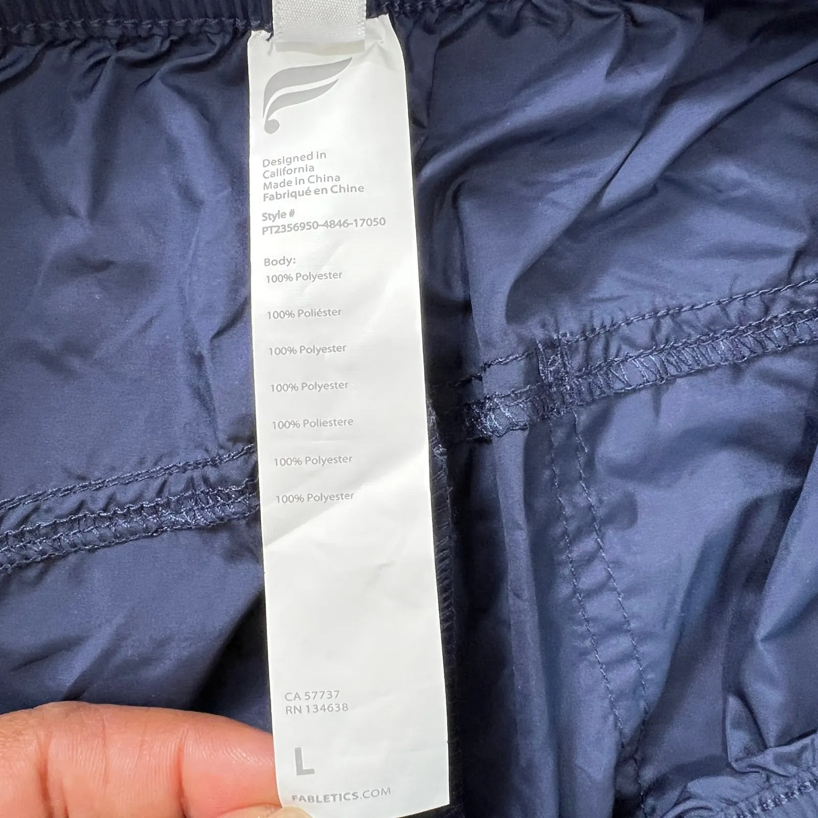 Fabletics‎ Cargo Jogger Pants Women's Large Navy Blue Nylon Blend Elastic NWT - Image 5