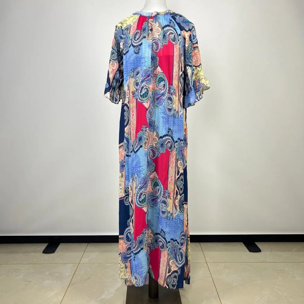 $345 NWOT JOHNNY WAS Beads Multicolor Paisley Kaftan Chiffon Maxi Dress Size XS - Image 11