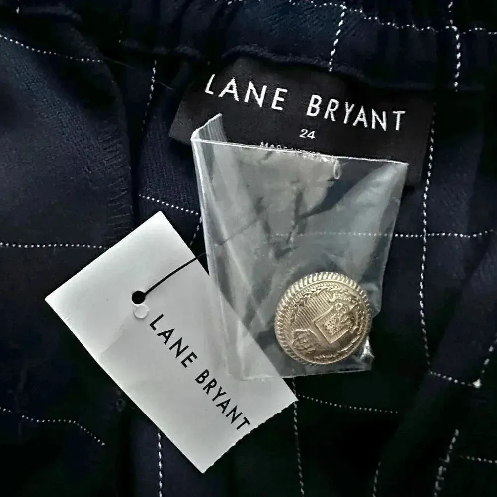 LANE BRYANT | Plus Perfect Drape Relaxed Ankle Pant Navy Windowpane Plaid | 26 - Image 8