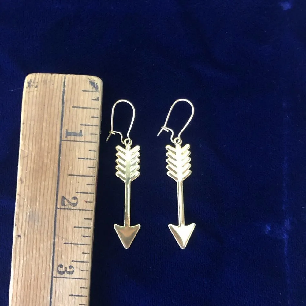 Gold Color Arrow Dangle Earrings‎ Gold - Image 4
