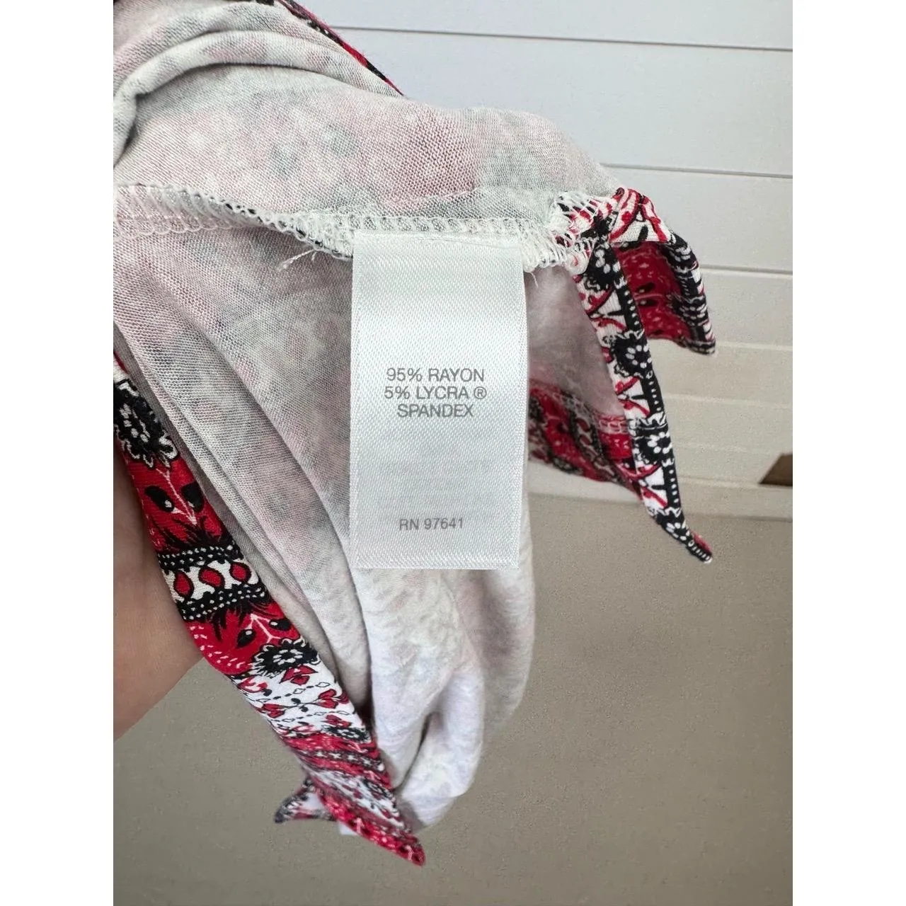 J. Jill Wearever Short Sleeve Top Red White Black Geometric Striped Size XS - Image 8