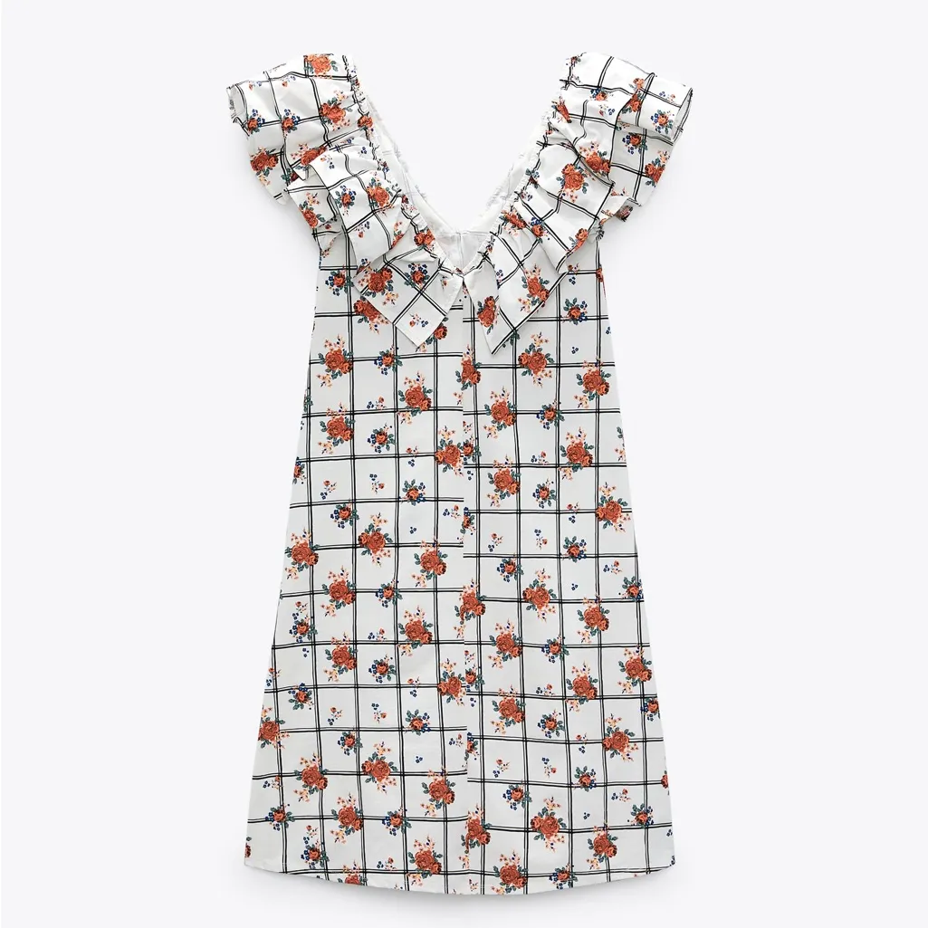 NWT ZARA Ruffle FLORAL PRINT Midi DRESS Special Edition Medium Bloggers Fave - Image 7