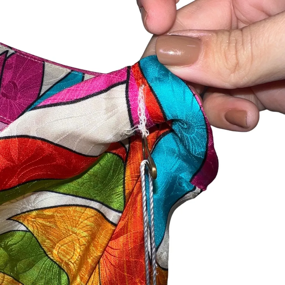 NEW NWT Ronny Kobo Gildo One Shoulder Silk Midi Dress In Jungle Floral Multiple Size L - Image 13