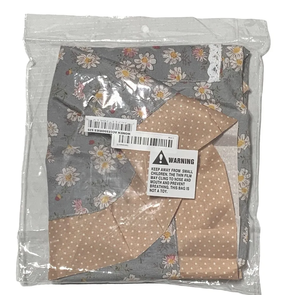 Apron Retro Bib Style Adjustable Waist Tie Ruffle Floral Polka Dot Womens Blue - Image 11