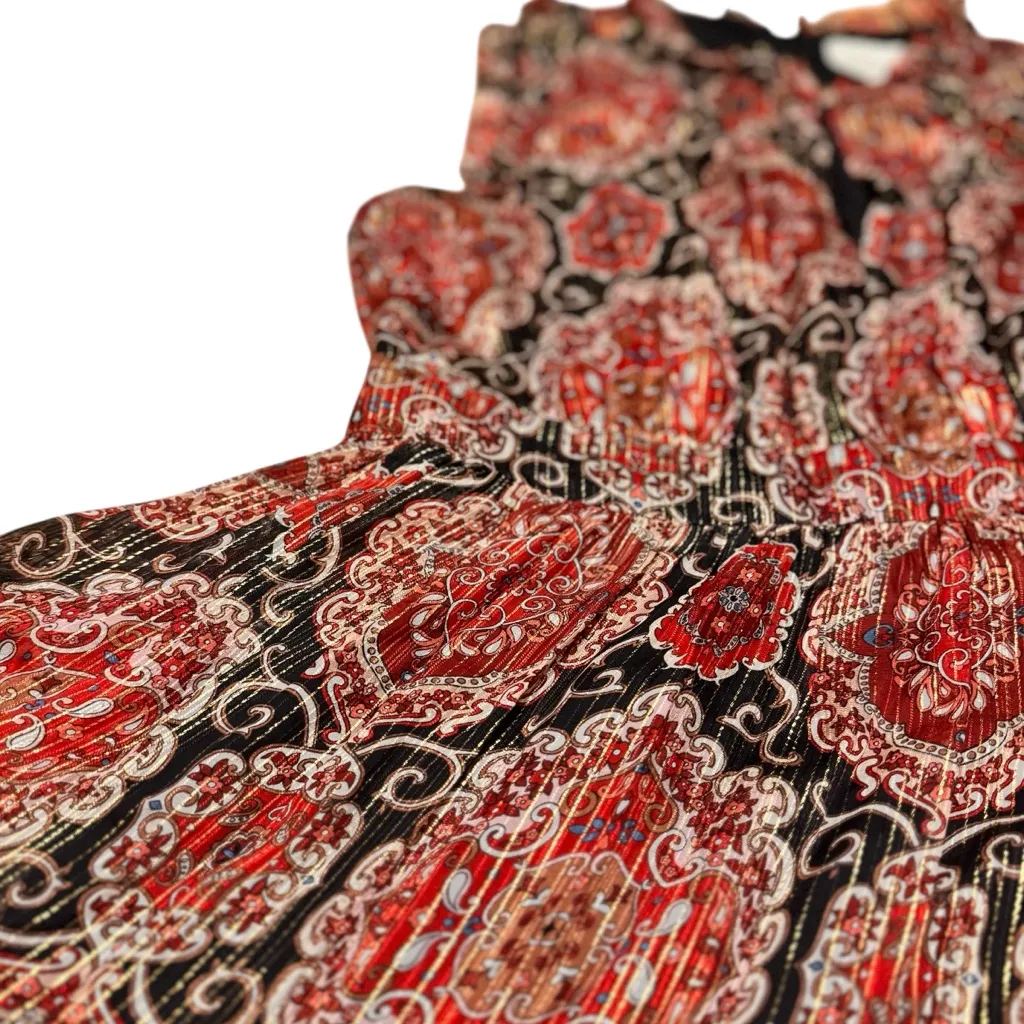 Kate Spade New York Medallion Metallic Paisley Ruffle Sleeveless Dress 16 in EUC - Image 8