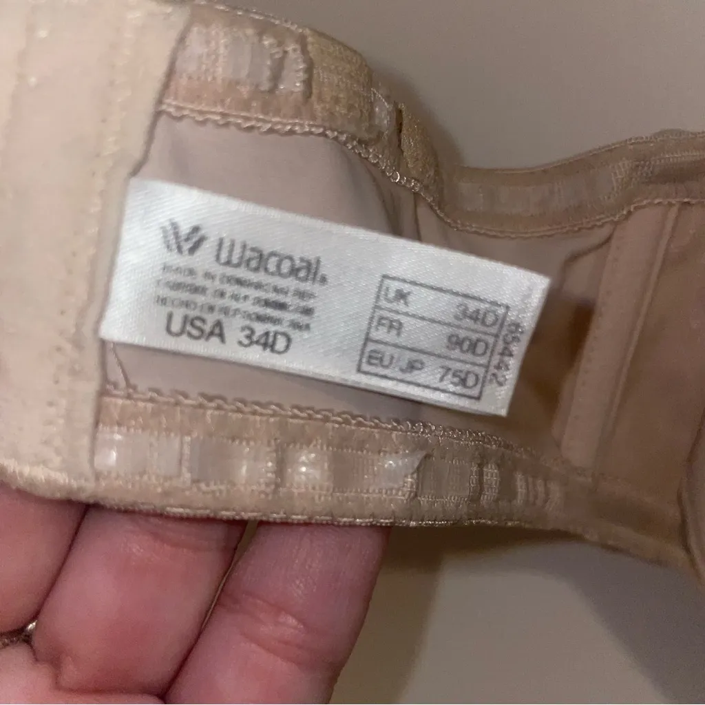 Wacoal 34D 65442 Strapless Nude Custom‎ Contours Bra Underwire - Image 4